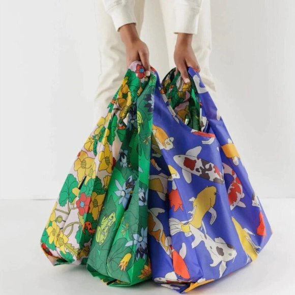 BAGGU Set Da 3 Borse Della Spesa Riutilizzabili – Capienti Fino A 22,7 Kg, Lavabili, Si Ripiegano In Una Pratica Custodia 12,7x12,7 Cm